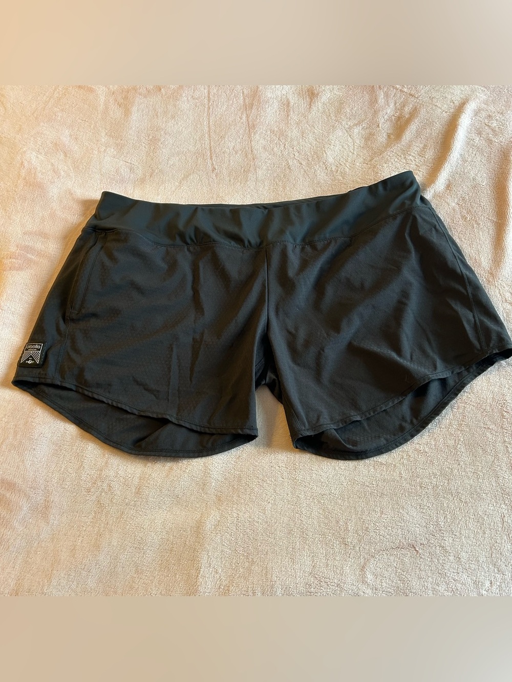 Oiselle Roga black running shorts zippered pockets lined size 16/18 athletic